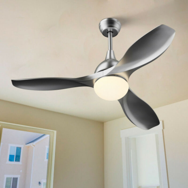 Modern 48" Ceiling Fan with Dimmable LED Light and Remote Control Reversible Blades