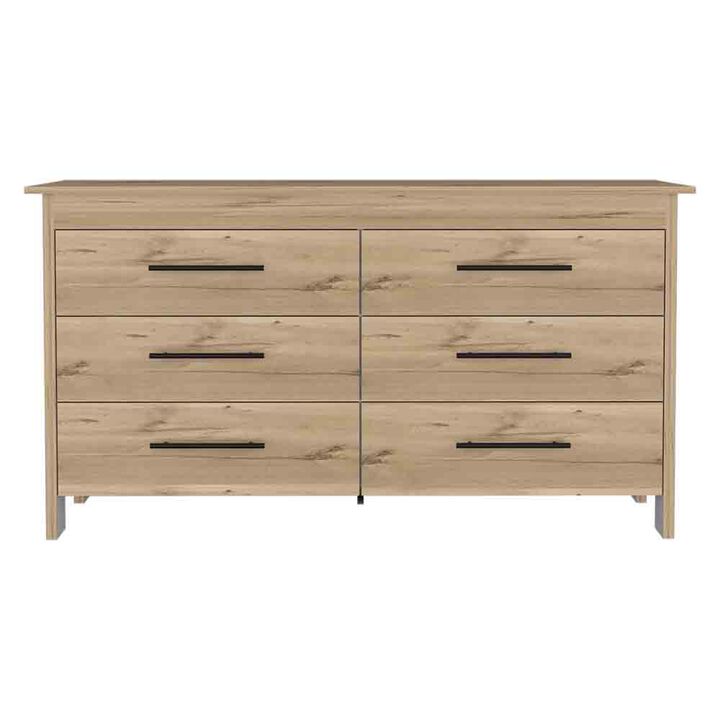 6 Drawer Double Dresser Wezz, Bedroom, Light Oak / White