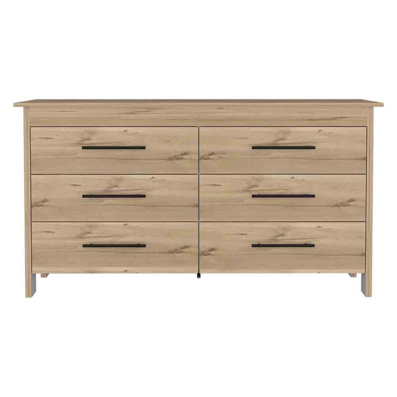6 Drawer Double Dresser Wezz, Bedroom, Light Oak / White