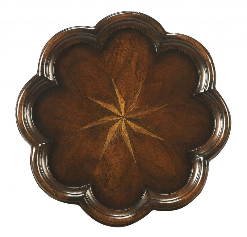 Hivvago 20" Dark Brown And Cherry Wood Floral Top End Table