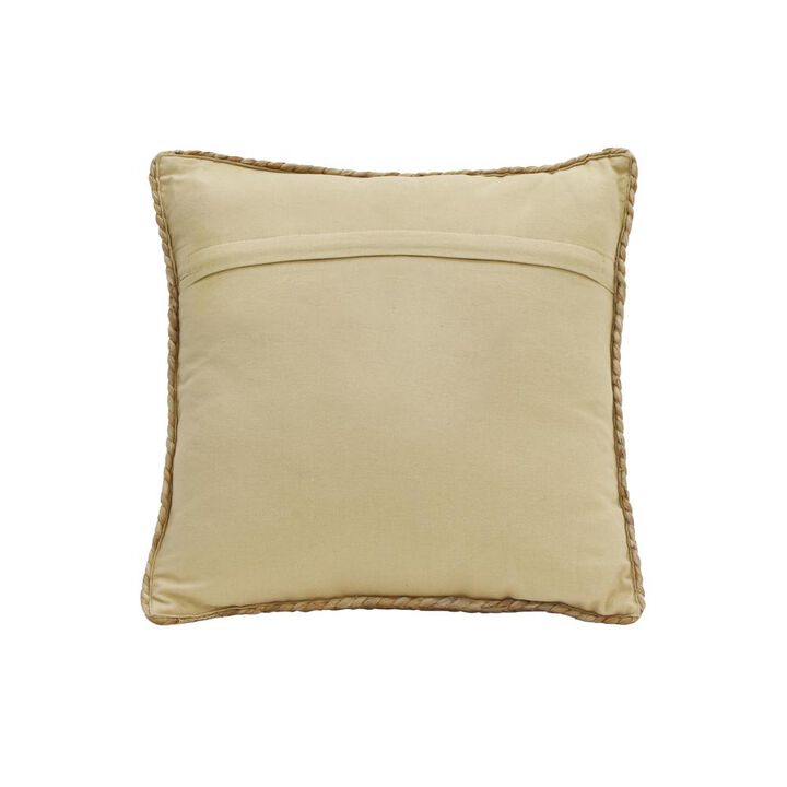 Belen Kox White Square Jute and Cotton Accent Pillow, Belen Kox