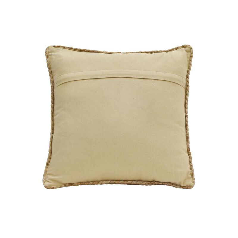Belen Kox White Square Jute and Cotton Accent Pillow, Belen Kox