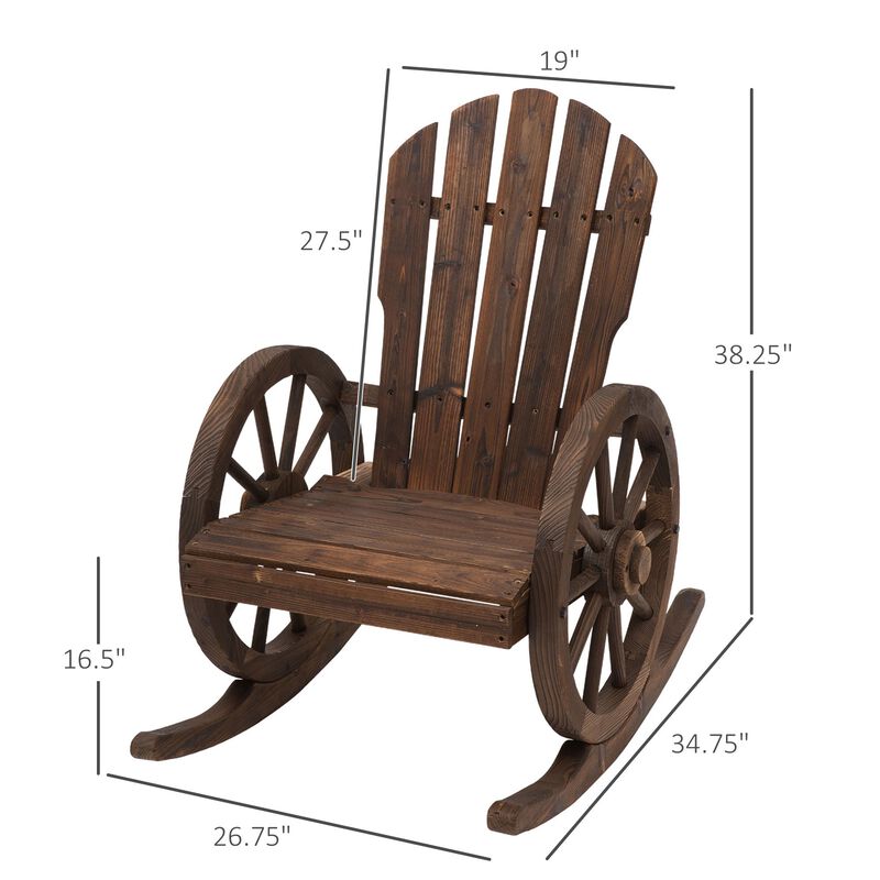 Brown Adirondack Rocker: All-Weather Patio Chair with Oversized Back