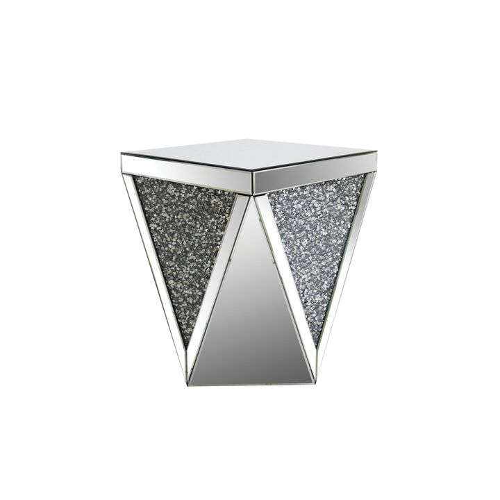 End Table with Square Mirrored Top, Clear-Benzara