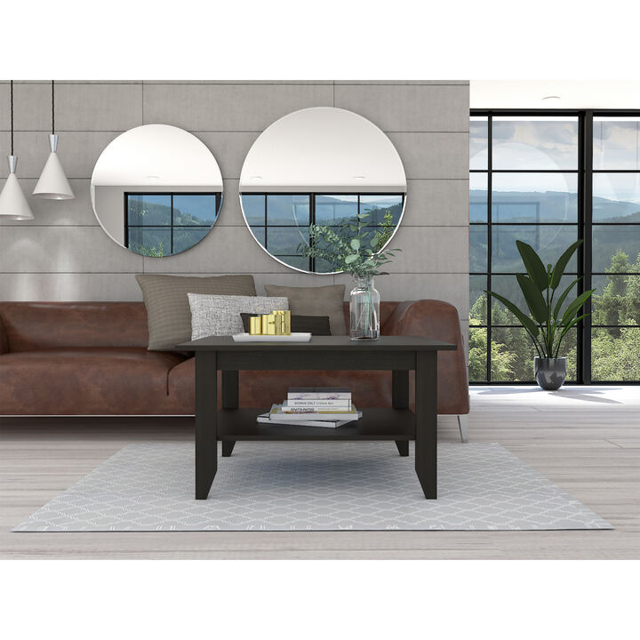 Essential Coffee Table, One Shelf, Four Legs - Black