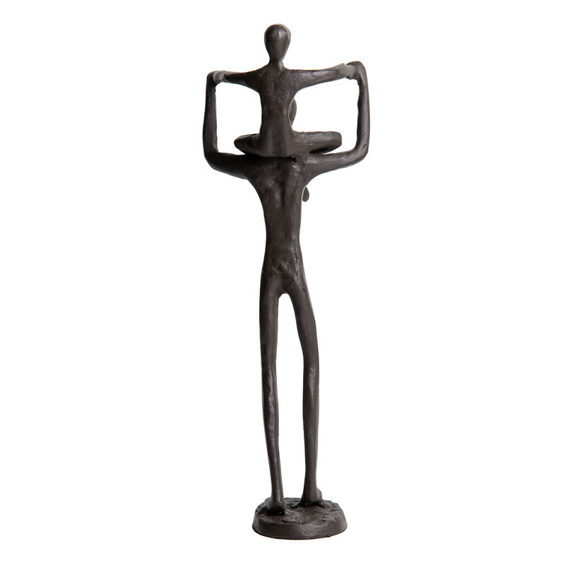 Proud Parent Holding Child Up Contemporary Iron Sculpture Statue