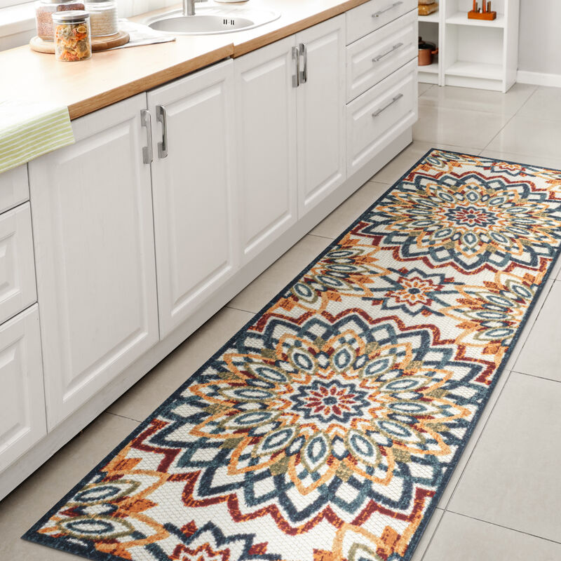 Flora Abstract Bold Mandala High-Low Indoor/Outdoor Area Rug