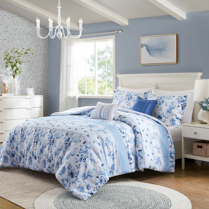 Gracie Mills Alejandra Floral Striped Comforter Set
