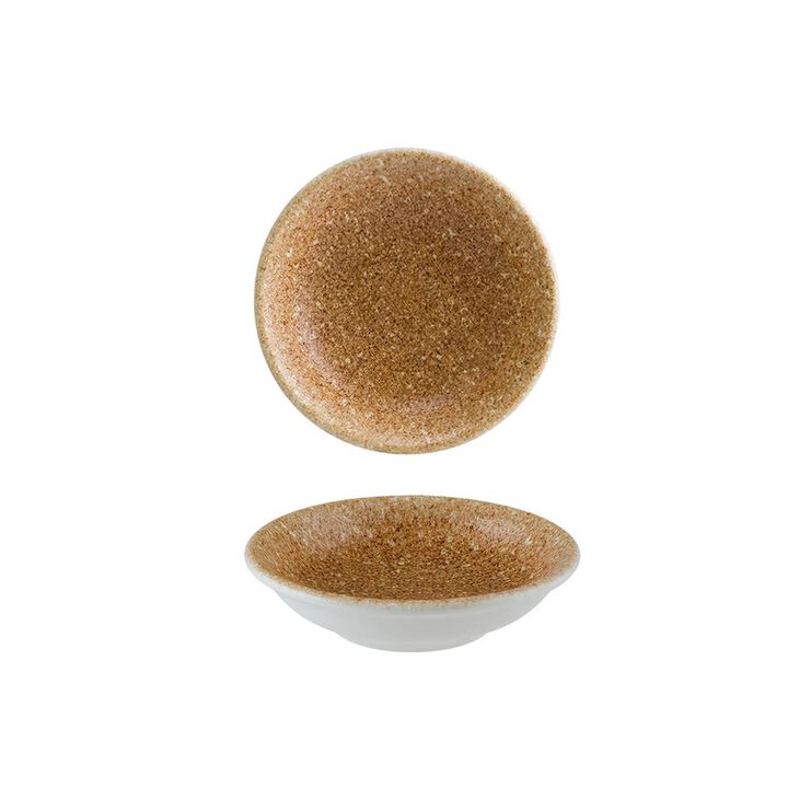 Luca Salmon Matte dia.3.5" h:1" 2 oz. Round Brown Porcelain Bowl (Set of 4)
