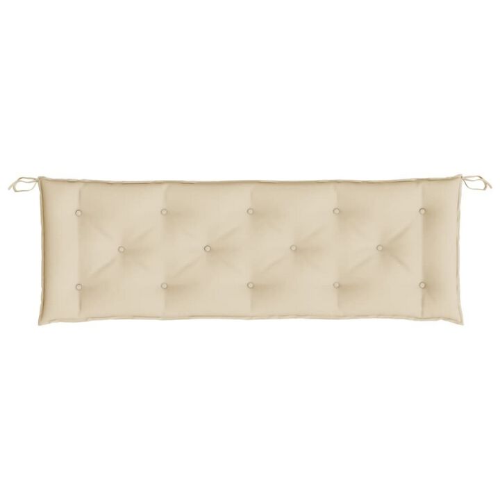 Claire Cushion for Bench with Tie Ropes, Beige Tufted Oxford Fabric - Benzara