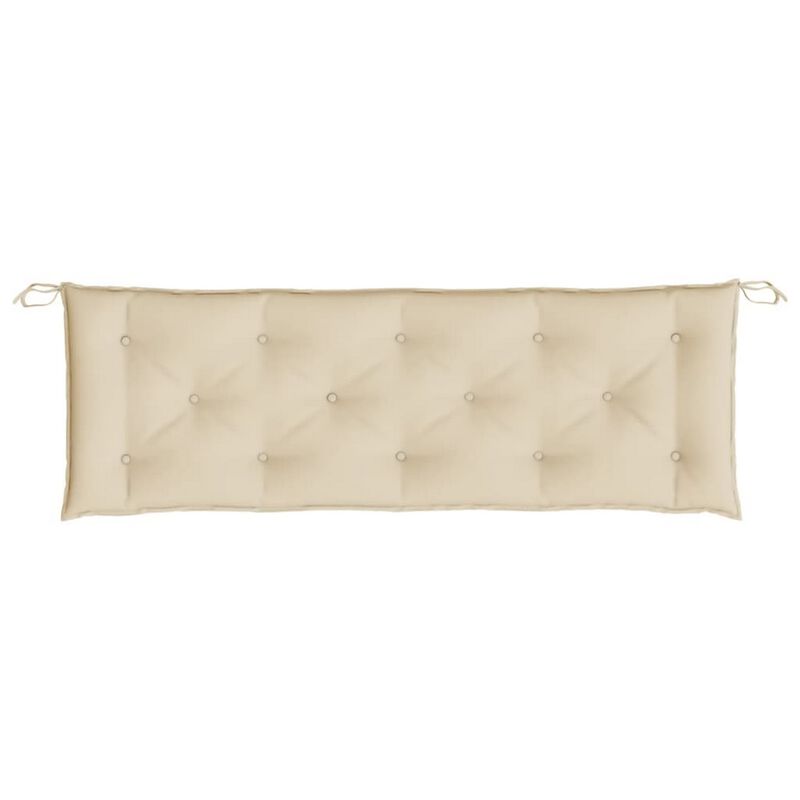 Claire Cushion for Bench with Tie Ropes, Beige Tufted Oxford Fabric - Benzara