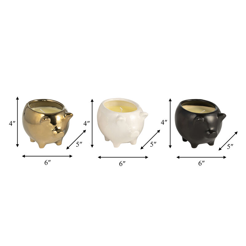 7" 9 Oz Vanilla Sandalwood Pig Candle Set