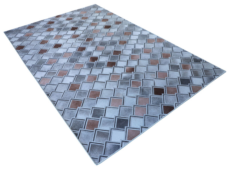 Walk on Me Faux Cowhide Digital Printed Patchwork Frames of Mind Contemporary Indoor Area Rug