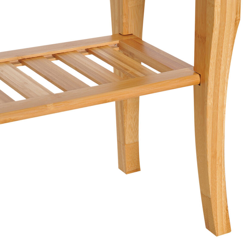 20" Bamboo Shower Bench With Storage Shelf