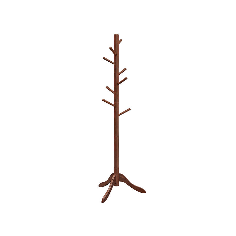 Coat Rack with 8 Hooks, Solid Wood Coat Tree Free Standing