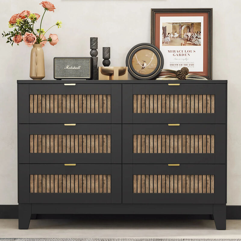 Merax Farmhouse Style Wooden Dresser with 6 Drawers