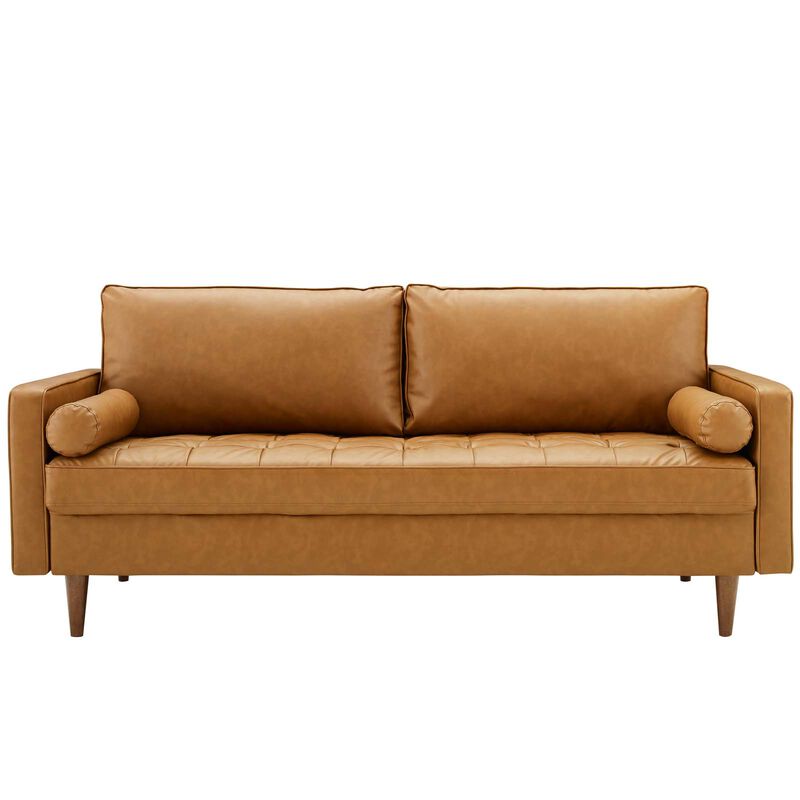 Valour Upholstered Faux Leather Sofa Brown