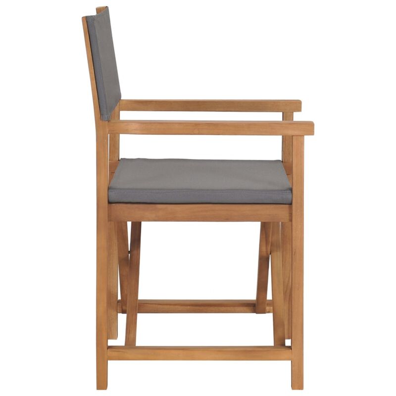 vidaXL Director's Chair Solid Teak Wood Gray