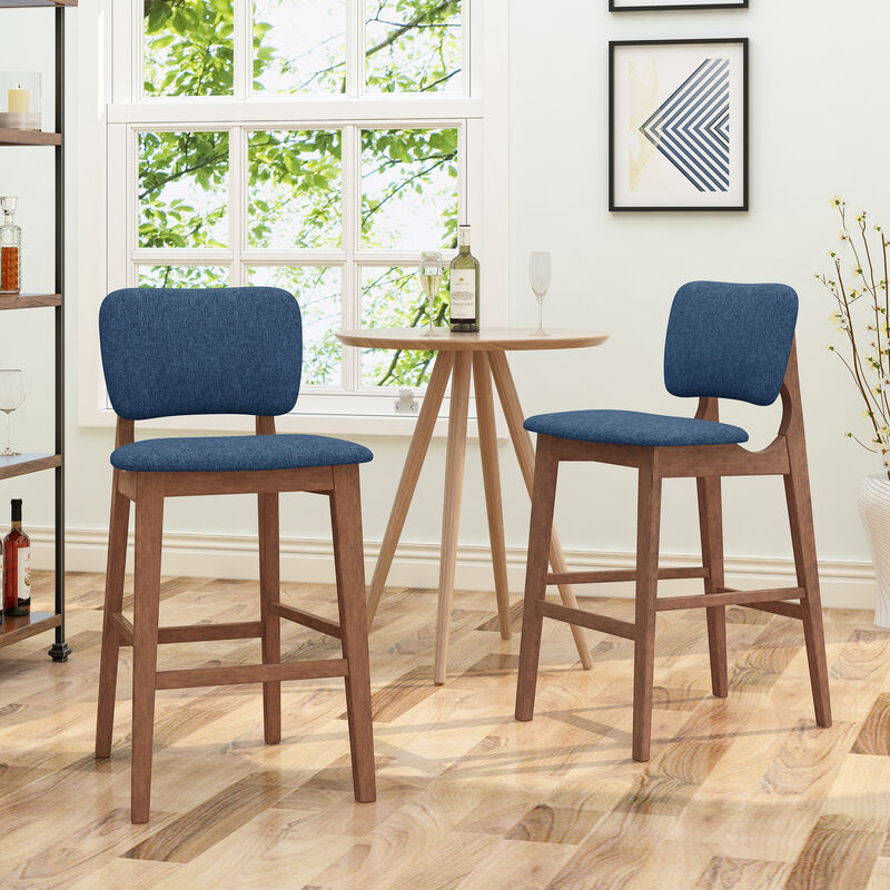 Merax Rubberwood Upholstered Barstool Dining Chairs 2PCS