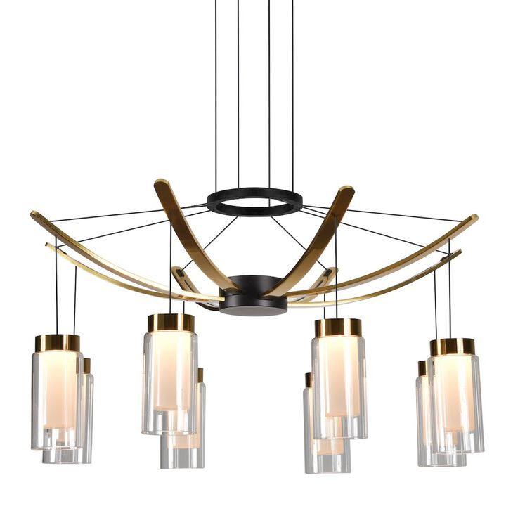 VONN Lighting Pendant Light Height Adjustable Integrated LED Chandelier 8 Glass Shades