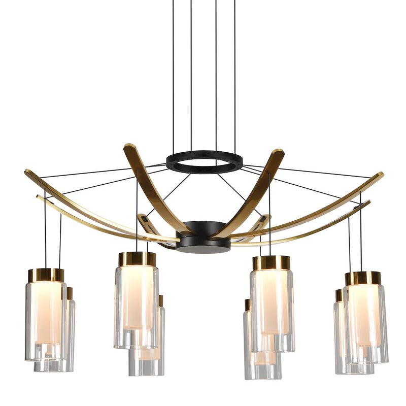 VONN Lighting Pendant Light Height Adjustable Integrated LED Chandelier 8 Glass Shades