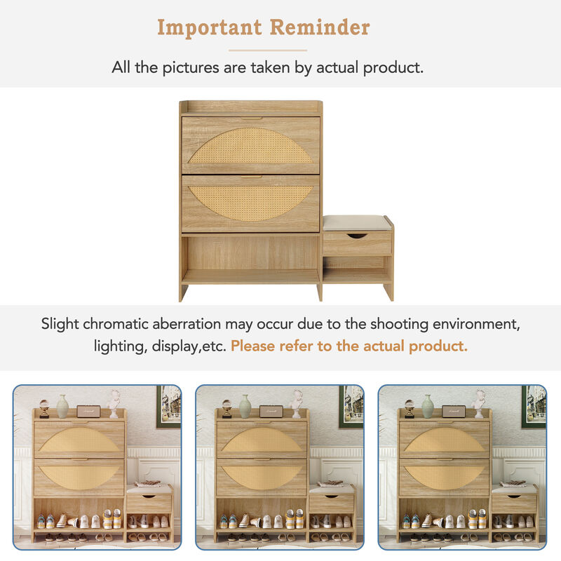 Merax Modern Storage Cabinet Shoe Organizer With 2 Flip Drawers