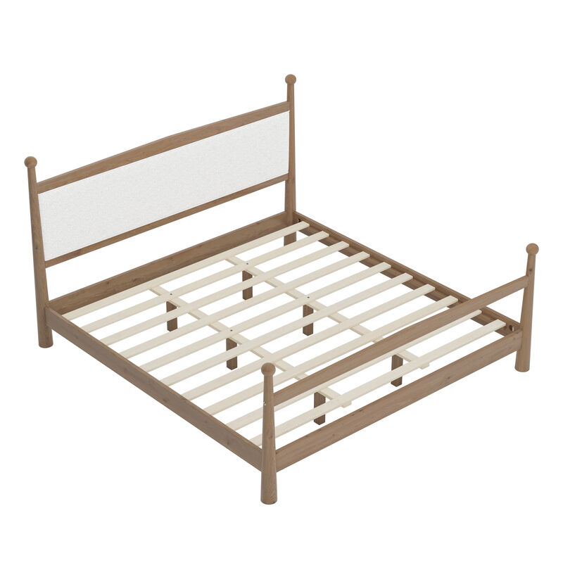 Merax Mid-Century Modern Platform Bed with Upholstered Headboard
