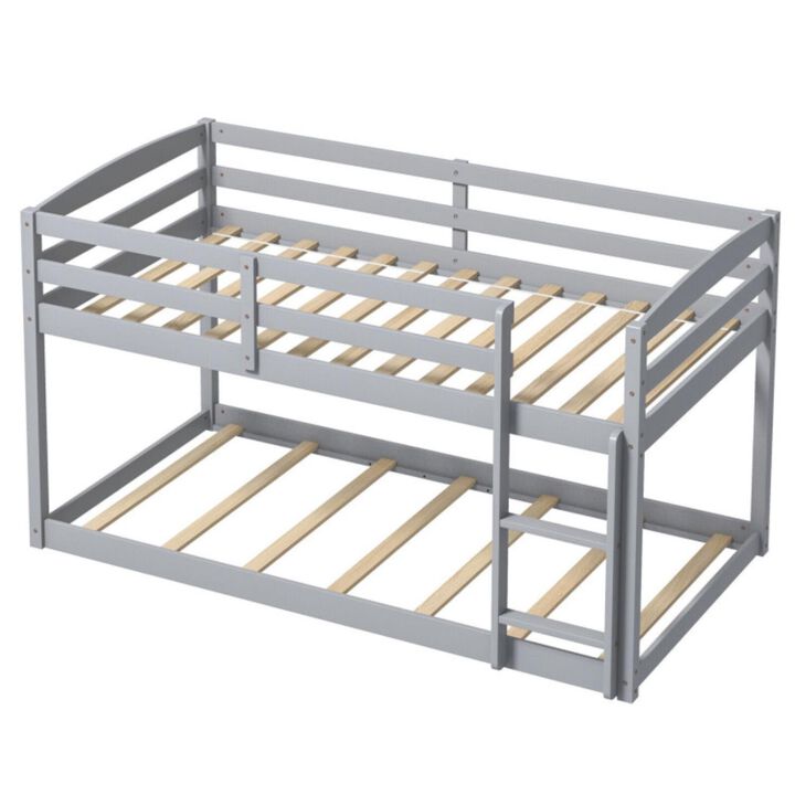 Hivvago Twin Size Bunk Bed with High Guardrails and Integrated Ladder