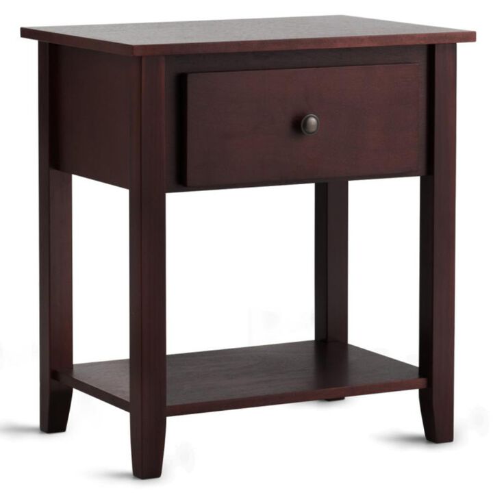 Nightstand with Drawer and Storage Shelf for Bedroom Living Room