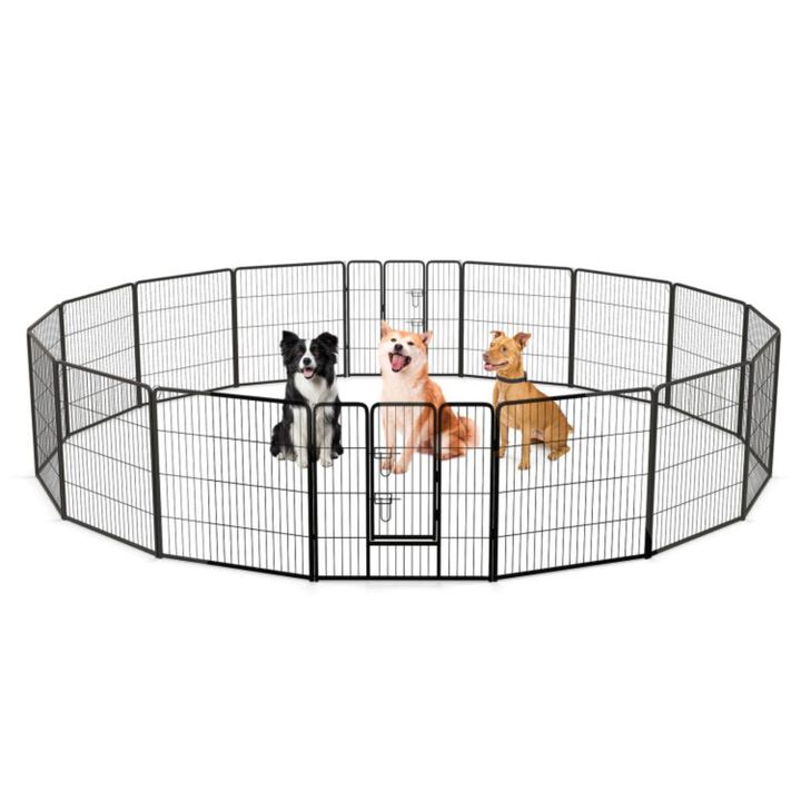 Hivvago 16 Panel 24/32/40 Inches Height Dog Playpen with Lock and Large Door