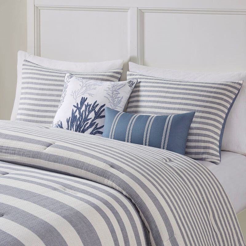 Gracie Mills Diego 5-Piece Coastal Oversized Cotton Stripe Comforter Set