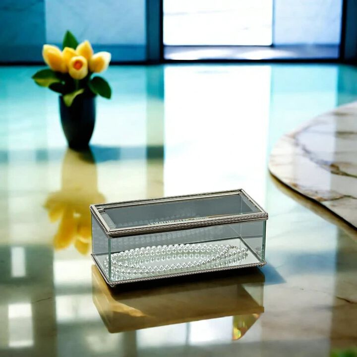8" Rectangular Glass Box with Hinged Lid