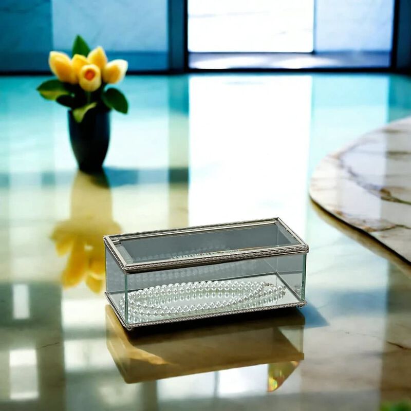 8" Rectangular Glass Box with Hinged Lid