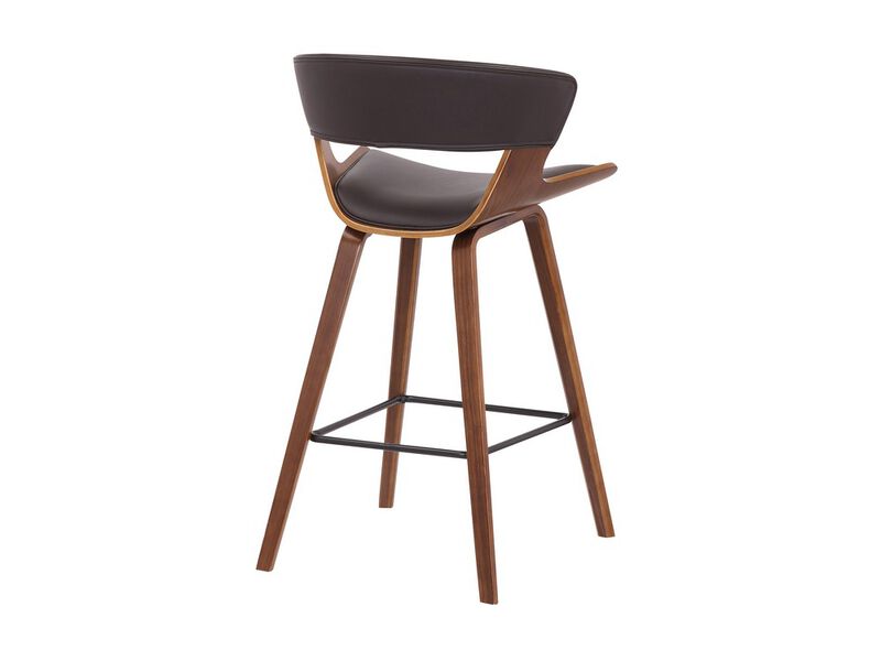 27 Inches Saddle Seat Leatherette Counter Stool, Brown - Benzara