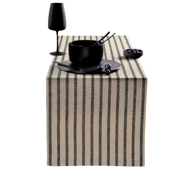 Solino Home 100% Pure Linen Table Runner | Madison Stripe