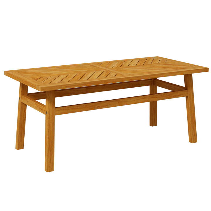 Outdoor Coffee Table Acacia Wood for Garden Backyard, Natural Wood