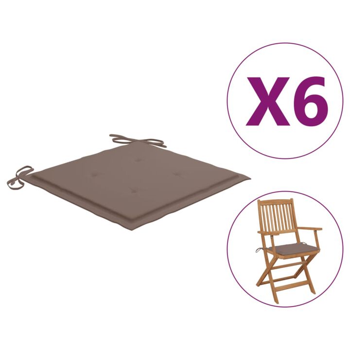 vidaXL Garden Chair Cushions 6 pcs Taupe 15.7"x15.7"x1.6" Fabric