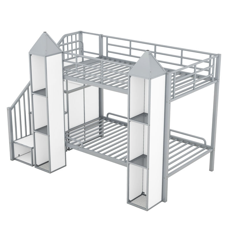 Merax Castle-shaped Bunk Bed with Wardrobe