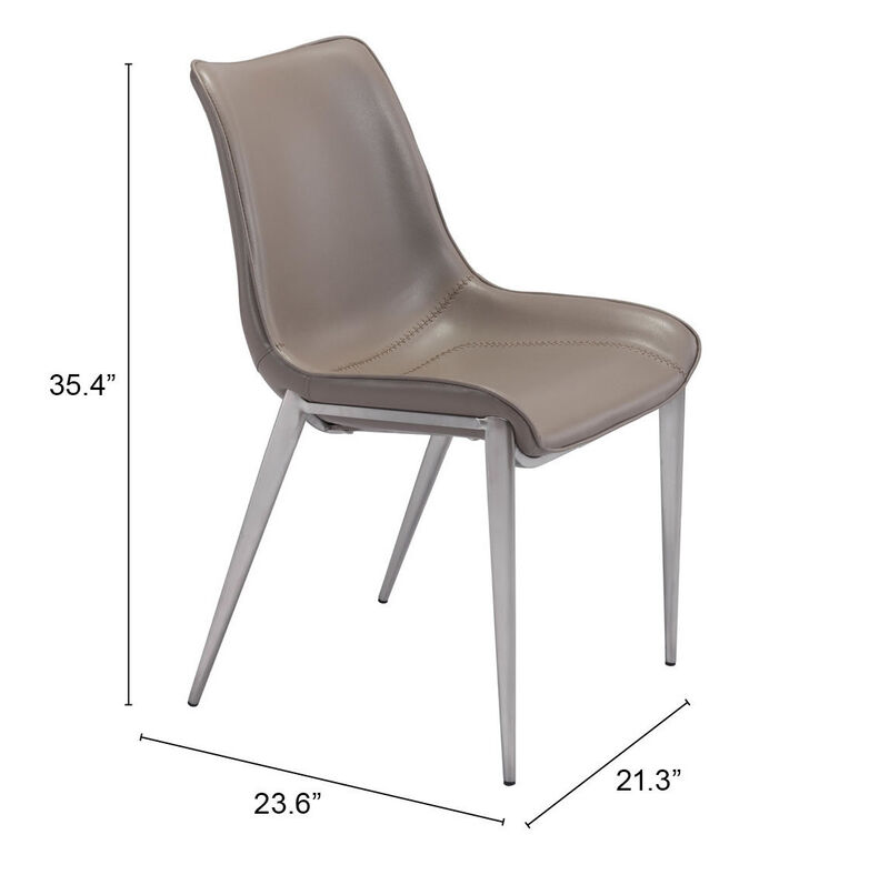 Magnus Dining Chair (Set of 2) Brown & Silver