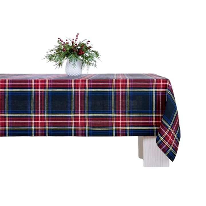 Solino Home 100% Pure Linen Tablecloth | Stewart Plaid for Spring and Easter