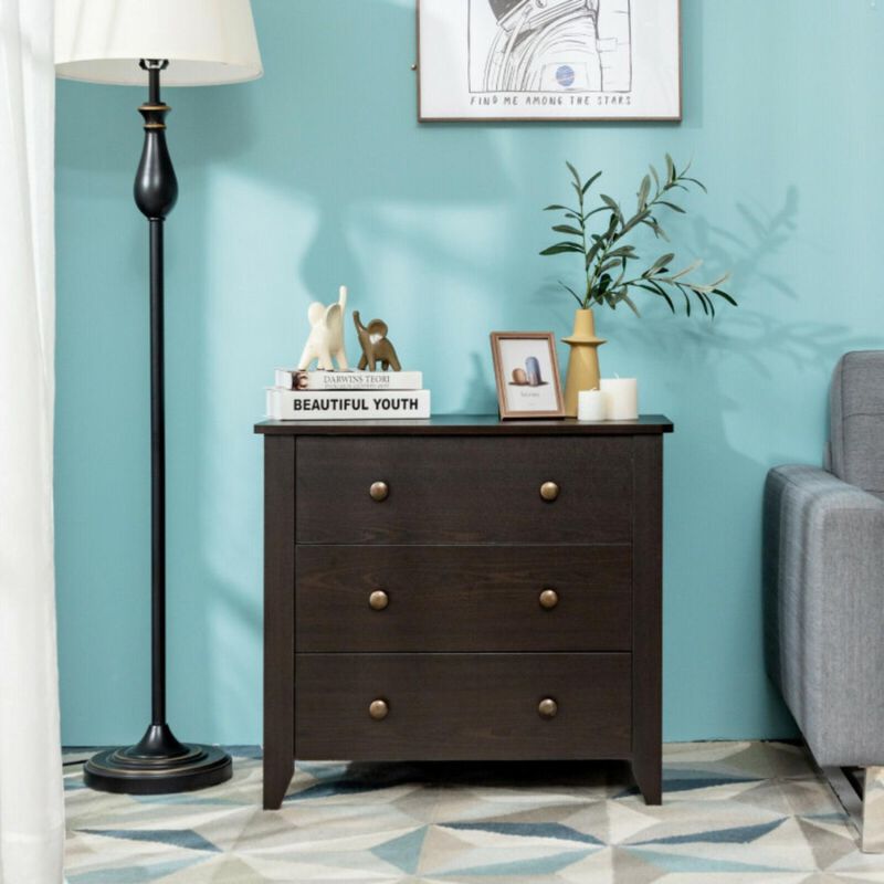 Hivvago 3 Drawer Dresser Chest of Drawers Bedside Table