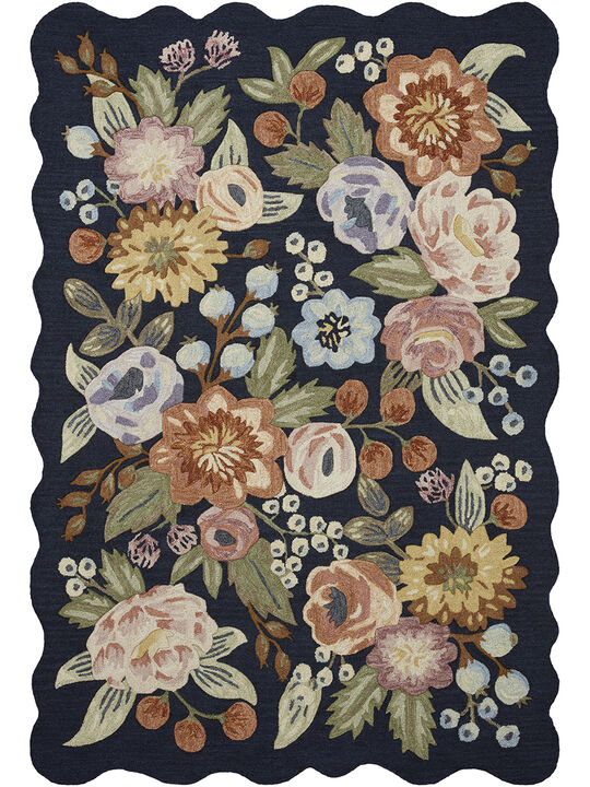 Silhouette SIH-01 Navy 18" x 18" Sample Rug by Rifle Paper Co.