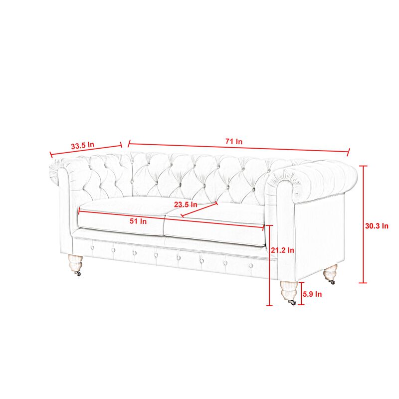 Rustic Manor Bayleigh Linen Chesterfield Loveseat