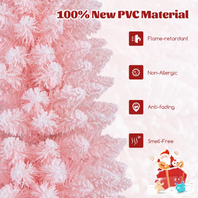 Hivvago 6 FT Artificial Pink Christmas Tree with 460 Branch Tips for Holiday