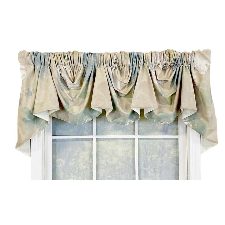 RLF Home Linen Floral 2-Scoop Empire Valance Natural.  2-Scoop 54"W X 25"L For windows up to 48"W
