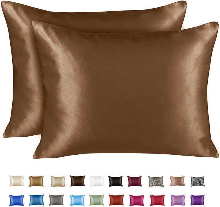 Satin Pillow Case with Zipper - Luxury Pillow Cover (Pillowcase Set of 2)