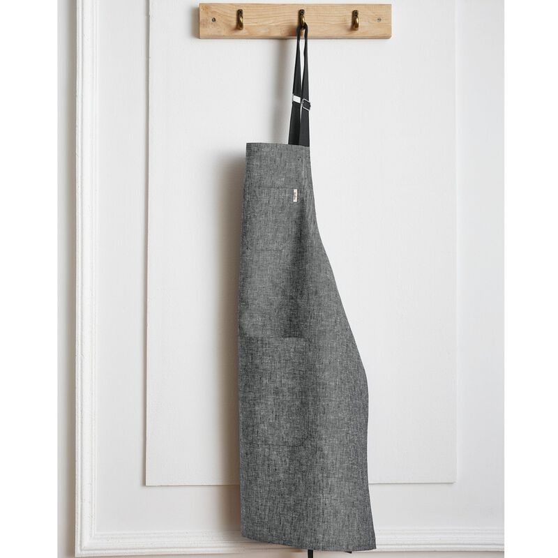 Solino Home 100% Pure Linen Bib Apron 32 x 27 Inch | Linen Kitchen Apron for Men and Women