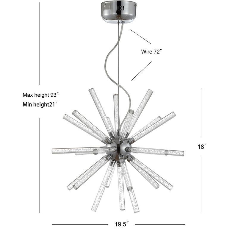 Soyuz 19.5" Adjustable Integrated LED Starburst Metal/Acrylic Pendant