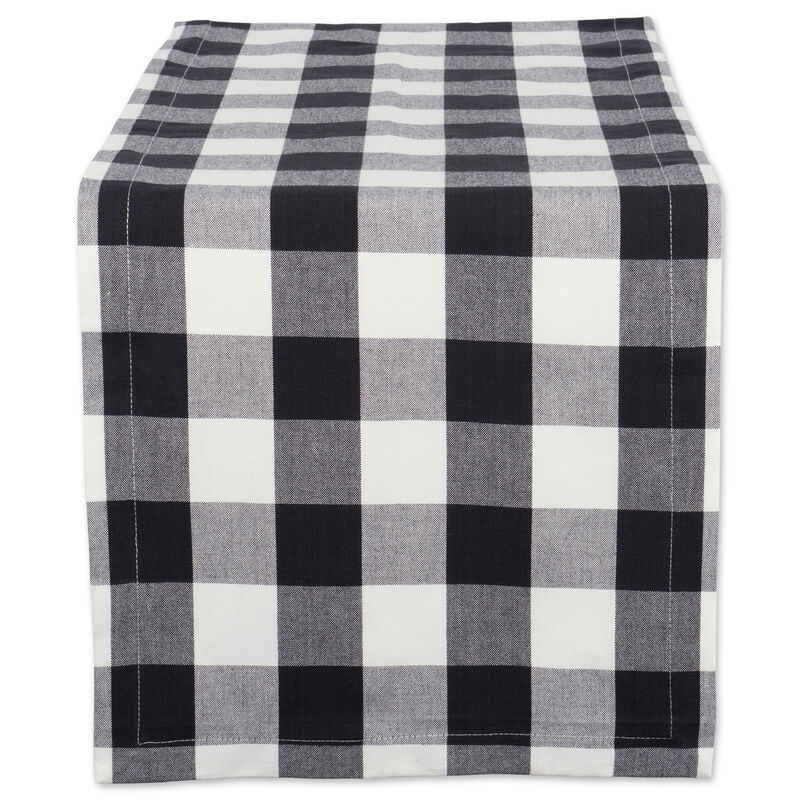 14" x 72" Black and White Buffalo Checkered Pattern Rectangular Table Runner