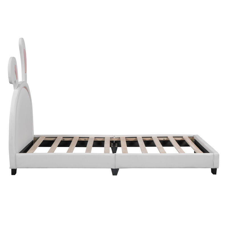 Merax Rabbit Upholstered Leather Platform Bed